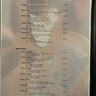 Sixth and final page of menu