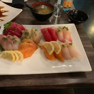 Sushi/sashimi combo. Fish is fresh and carries a healthy, bright color.