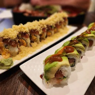 Volcano roll on the left and 911 roll on the right