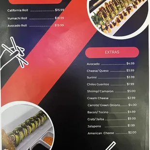 Sushi Rolls Menu
