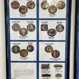 Picture menu on wall
