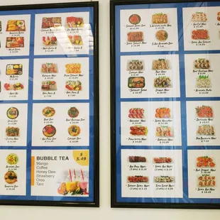 Menu on wall with pics, middle and right panels