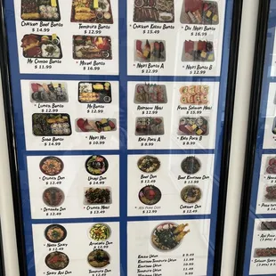 Picture menu on wall