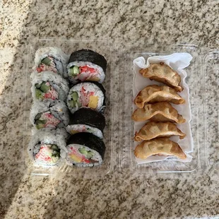 CA roll, combo roll, gyoza