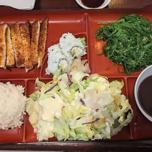 Bento Box: Chicken Katsu &amp; Wakame Salad