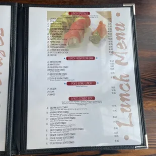 menu, sushi and sashimi