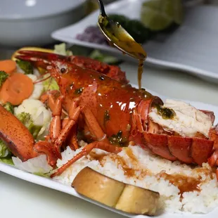 a lobster and rice dish