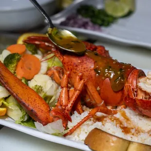 a lobster and rice dish