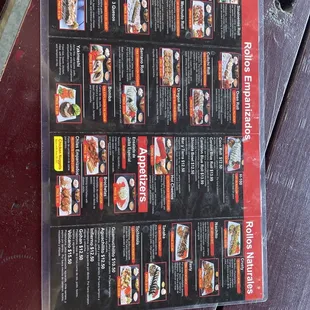 Sushinola menu