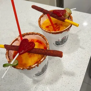 two cups of hot dogs