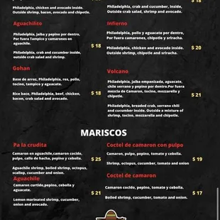 the menu of sushiola tulare
