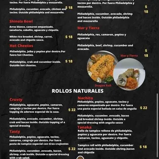 the menu for sushiola tulare