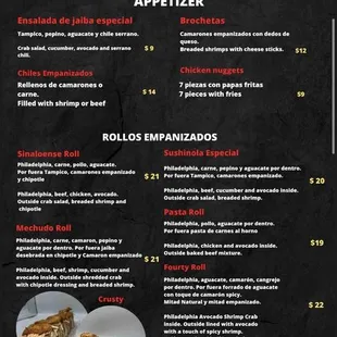 the menu for sushiola tulare