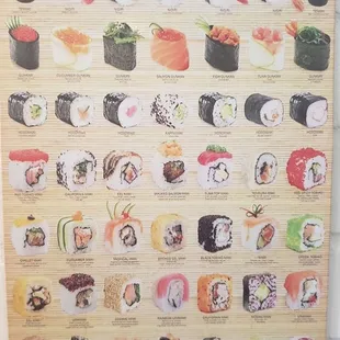 Sushi menu