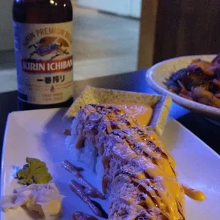 Kirin Ichiban Beer and Mango Tanger Roll were the best combination! Add Wasabi and Ginger for an extra kick.