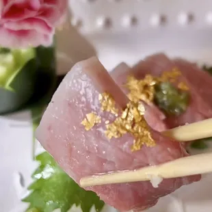 Otoro sashimi with gold flakes
