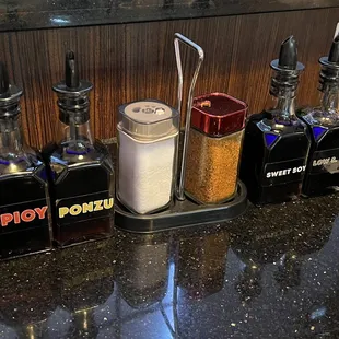 Condiments every table has stock