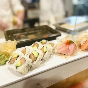 (e037) Salmon Avocado Roll, (c028) Sashimi Ceviche Hand Roll and (c030) Yellowtail Truffle Hand Roll