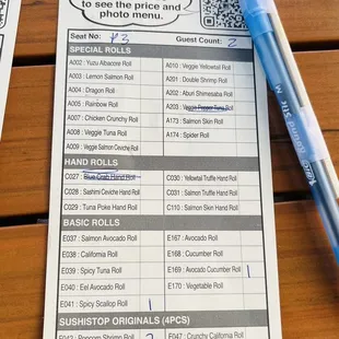 The sushi that we choose.