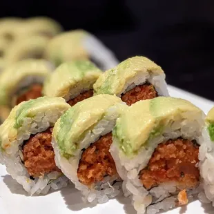 sushi with avocado sauce