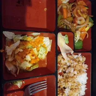 Shrimp bento box. Ate some before pic. Oops.