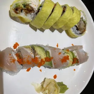 Top: spider roll; bottom: Albacore Special