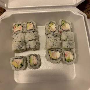 California rolls-with cream cheese and without
