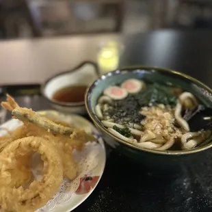 onion rings and a bowl of soup