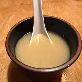 "Miso Yummy", complimentary with sushi roll