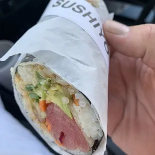 Half a sushi burrito. Yum.