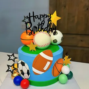 a sports themed birthday cake