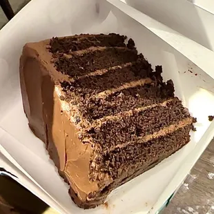 Old fashioned chocolate cake slice