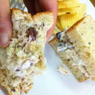 Chicken salad sandwich on homemade bread!!
