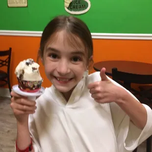 Peanut butter brownie and pistachio ice cream