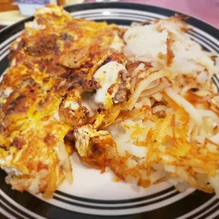 Kimchee bulgogi &amp; cheese omelet.