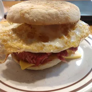 Corned beef breakfast sandwich