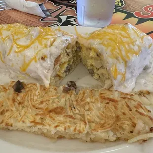 Cutaway breakfast burrito