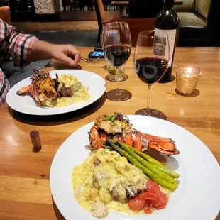 NYE Special menu of Filet Minion with Lump Crab Oscar, Asparagus, and Garlic Mashed potatoes.