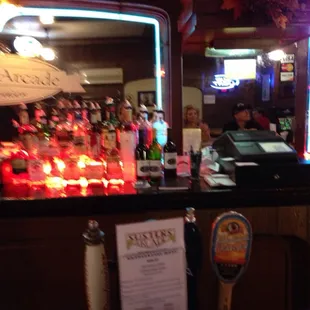a bar with neon lights