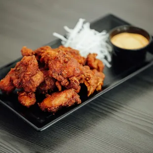 a plate of fried chicken