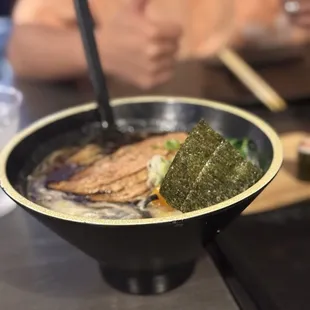 Mayu ramen with kale noodles
