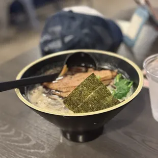 Mayu ramen with kale noodles