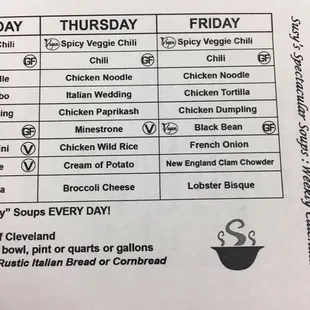 Soups Thursday and Friday