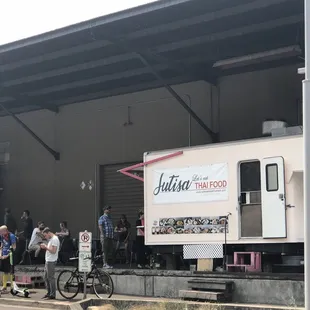 a food truck and people