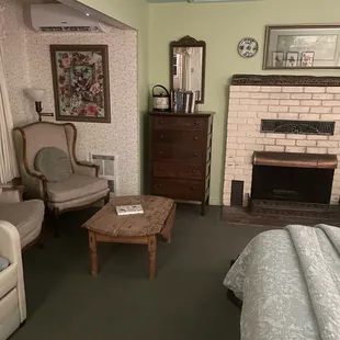 Fireplace and sitting area