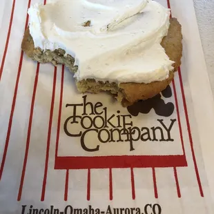 a cookie with frosting on it