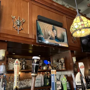 a television and a bar