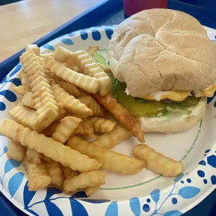 Cheeseburger and fries