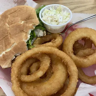 Turkey Burger with onion rings