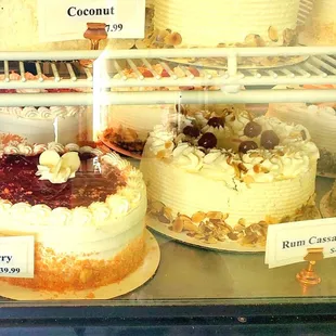 a variety of cakes
